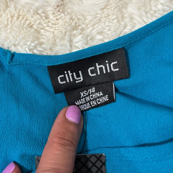 CITY CHIC Women’s Elegant Blue Wrap Dress - Picture 11 of 14